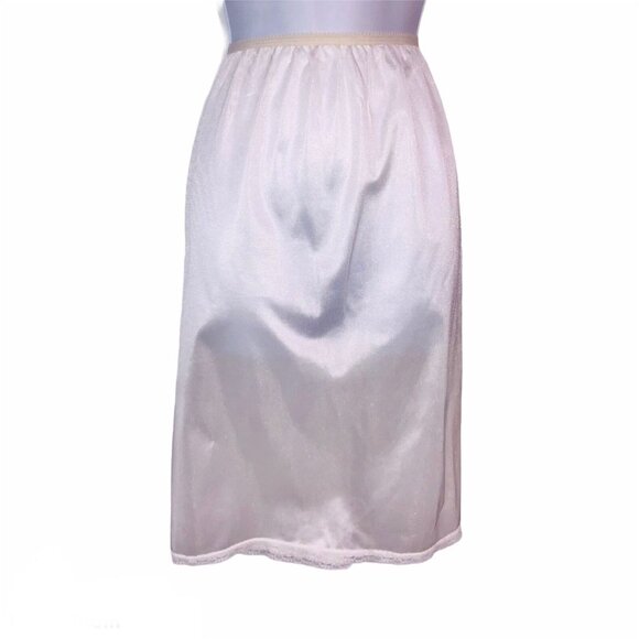 Vintage Womens L White Half Slip Lace Trim Elastic Waist Side Slit - Picture 1 of 9